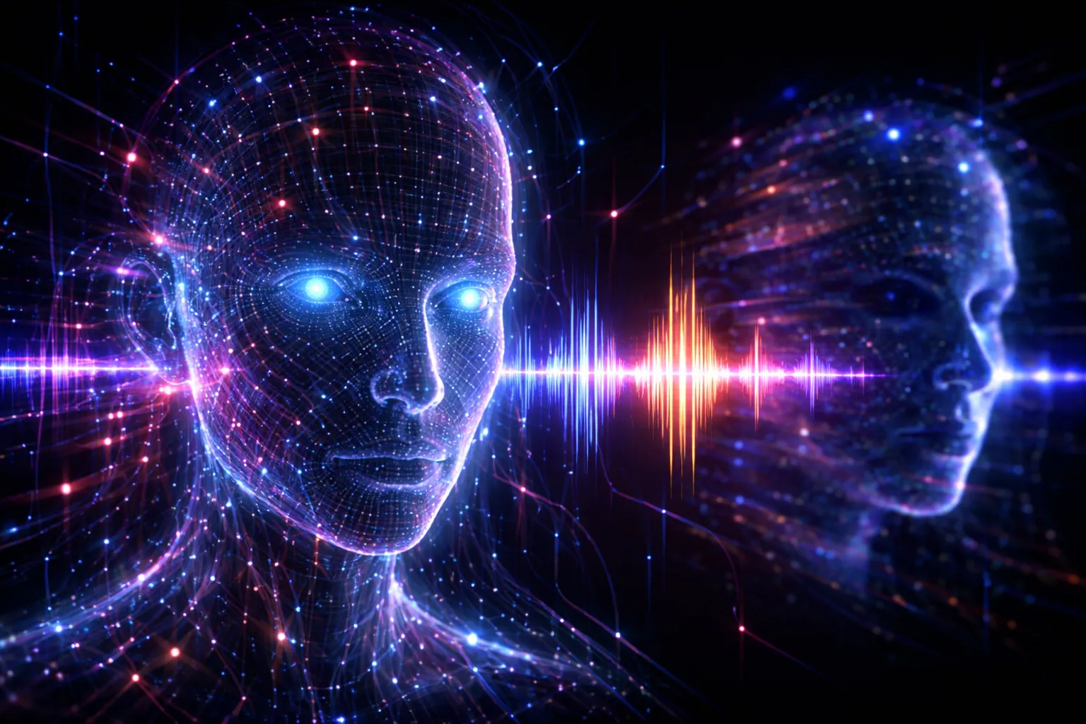 Abstract AI voice cloning visualization